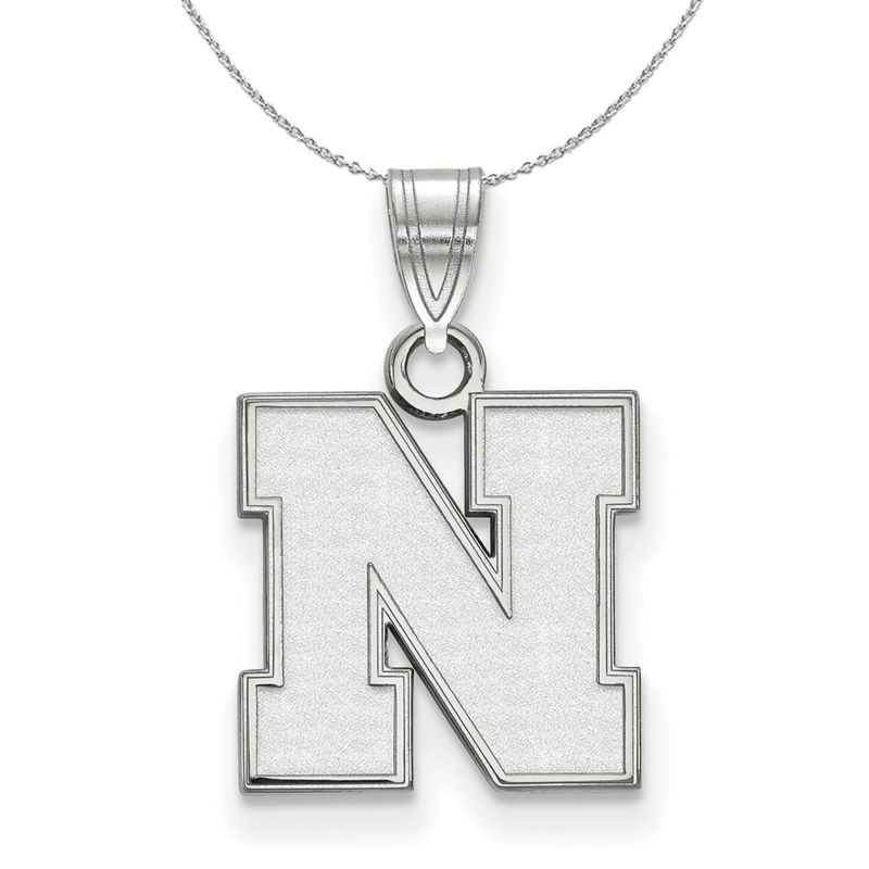 Sterling Silver U Of Nebraska Small Initial N Necklace - 18 Inch